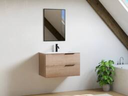 Vente-unique Wall-Hung Vanity Unit - Light Natural - 80 Cm - NISAYA in Light Oak