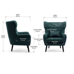 More4Homes Winslow Wing Back Fabric Occasional Button Back Modern Accent Armchair in Dark Green - thumbnail 7