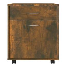 Berkfield Home Rolling Cabinet Smoked Oak 45x38x54 cm Engineered Wood in Brown - Size: 45 x 38 x 54 cm - thumbnail 5