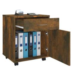 Berkfield Home Rolling Cabinet Smoked Oak 45x38x54 cm Engineered Wood in Brown - Size: 45 x 38 x 54 cm - thumbnail 4