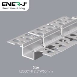 ENER-J 55x12.5mm Trimless Recessed Aluminium LED Profile 2m (4) in Silver - thumbnail 2