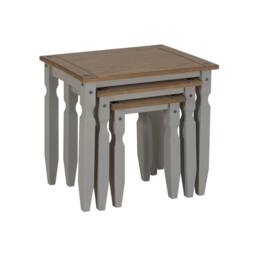 Nordara Nest of Tables Grey Solid Wood Pine Wooden 3 Living - thumbnail 6