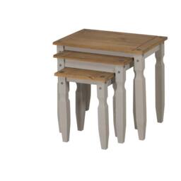 Nordara Nest of Tables Grey Solid Wood Pine Wooden 3 Living - thumbnail 4
