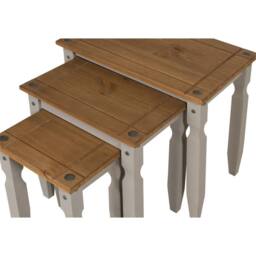Nordara Nest of Tables Grey Solid Wood Pine Wooden 3 Living - thumbnail 5