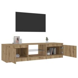 Berkfield Home TV Cabinet with LED Lights Artisian Oak 140x40x35.5 cm Engineered Wood in Brown - thumbnail 4