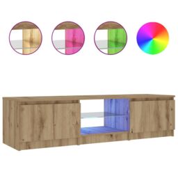 Berkfield Home TV Cabinet with LED Lights Artisian Oak 140x40x35.5 cm Engineered Wood in Brown - thumbnail 2