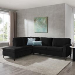 Home Detail Alyssum Left-Hand Corner Sofa in Black - Size: 4 Person - thumbnail 1