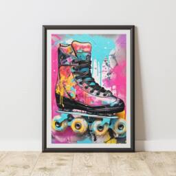 60 SECOND MAKEOVER Roller Blades Pop Art Prints For Walls Urban Street Art - Size: A3 - thumbnail 1
