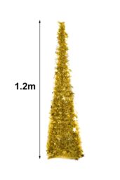 Living and Home Tinsel Christmas Tree Decoration Collapsible 1.2M Adjustable in Gold - thumbnail 4