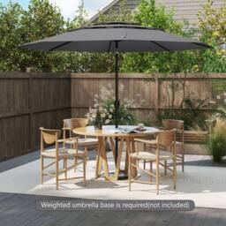 Costway 295 cm 3-tier Vented Patio Umbrella Large Market Table Umbrella in Grey - thumbnail 8