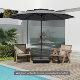 Costway 295 cm 3-tier Vented Patio Umbrella Large Market Table Umbrella in Grey - thumbnail 9