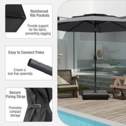 Costway 295 cm 3-tier Vented Patio Umbrella Large Market Table Umbrella in Grey - thumbnail 3