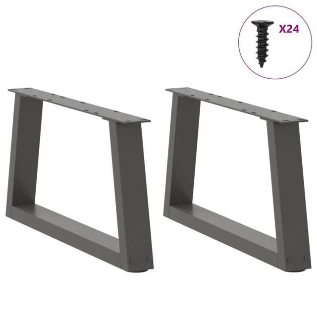 Berkfield Home Modern Dining Table Legs V-Shape 2 pcs Anthracite 70x(30-31.3) cm in Charcoal - image 1