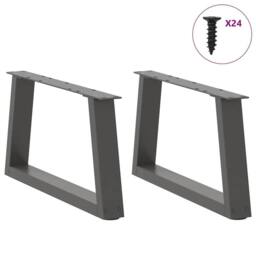 Berkfield Home Modern Dining Table Legs V-Shape 2 pcs Anthracite 70x(30-31.3) cm in Charcoal - thumbnail 1