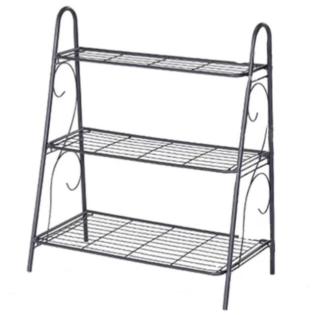 KORVIXA 3 Tier Metal Shoe Rack Bathroom Storage Unit in Black - Size: 60 cm x 100 cm - image 1