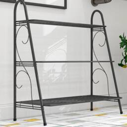 KORVIXA 3 Tier Metal Shoe Rack Bathroom Storage Unit in Black - Size: 60 cm x 100 cm - thumbnail 4