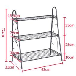 KORVIXA 3 Tier Metal Shoe Rack Bathroom Storage Unit in Black - Size: 60 cm x 100 cm - thumbnail 2