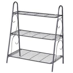 KORVIXA 3 Tier Metal Shoe Rack Bathroom Storage Unit in Black - Size: 60 cm x 100 cm