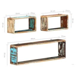 Berkfield Home Beautiful 3 Piece Wall Cube Shelf Set Soild Reclaimed Wood in Brown - thumbnail 5