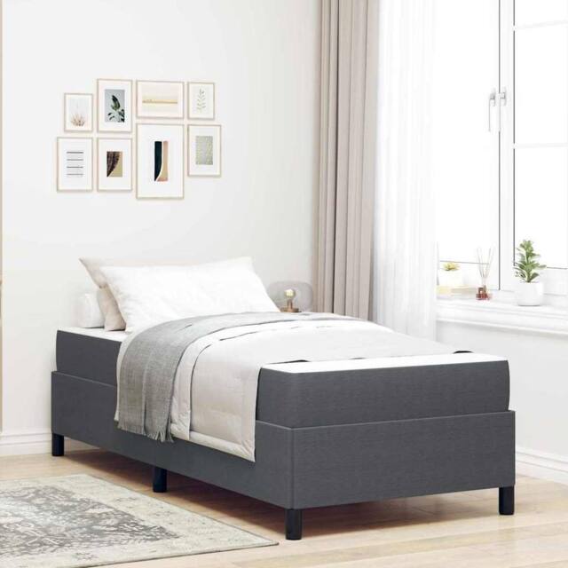 Berkfield Home Bed Frame Dark grey 100 x 200 cm Corduroy fabric - image 1