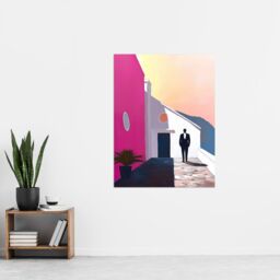"Artery8 Man In Tuxedo Minimalist Mexican Patio Porch Wall Art Print in Pink - Size: W24"" x H32""" - thumbnail 4