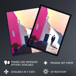 "Artery8 Man In Tuxedo Minimalist Mexican Patio Porch Wall Art Print in Pink - Size: W24"" x H32""" - thumbnail 2