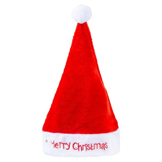 VFM e-Store Christmas Hat Light Up Merry Xmas Hat X 1 30cm x 40cm Red - Size: 30 cm x 40 cm - image 1