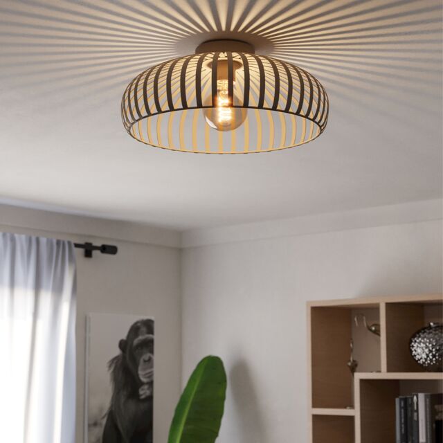 Eglo Mogano 3 Sandy Steel Minimalist, Caged Style Ceiling Light in Nude - image 1