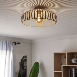 Eglo Mogano 3 Sandy Steel Minimalist, Caged Style Ceiling Light in Nude - thumbnail 1
