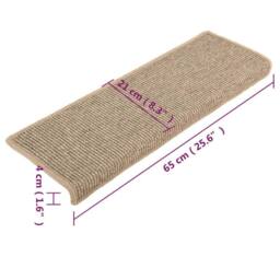 Berkfield Home Stair Mats Self-adhesive 15 pcs Dark Beige 65x21x4 cm - Size: Medium - thumbnail 8
