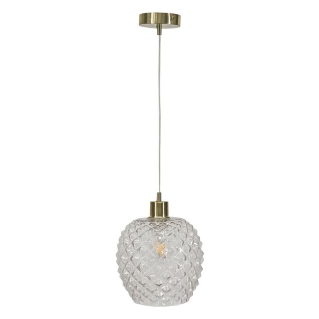 First Choice Lighting Baine - Clear Textured Glass with Satin Brass Pendant Fitting - image 1