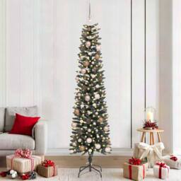 Berkfield Home Artificial Christmas Tree with 300 LEDs Green 58 x 58 x 210 cm - thumbnail 1