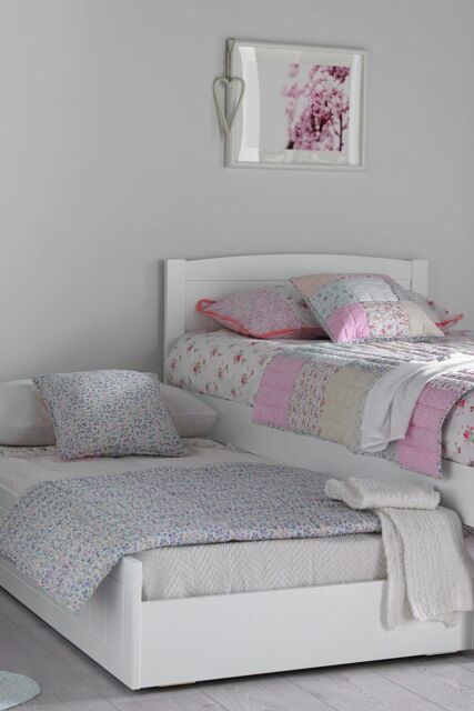 Time4sleep Portland White Bed Frame With Liv & Lou Guest Underbed in Grey - Size: Single - image 1
