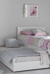 Time4sleep Portland White Bed Frame With Liv & Lou Guest Underbed in Grey - Size: Single - thumbnail 1