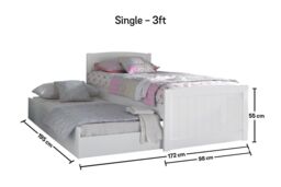 Time4sleep Portland White Bed Frame With Liv & Lou Guest Underbed in Grey - Size: Single - thumbnail 4