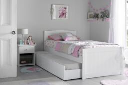 Time4sleep Portland White Bed Frame With Liv & Lou Guest Underbed in Grey - Size: Single - thumbnail 3
