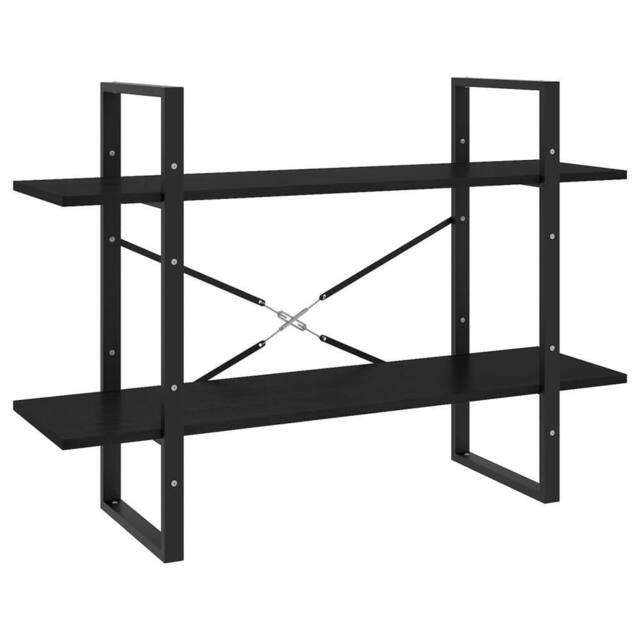 Berkfield Home 2-Tier Book Cabinet Black 100x30x70 cm Solid Pine Wood - Size: 100 x 30 x 70 cm - image 1