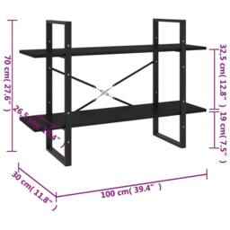Berkfield Home 2-Tier Book Cabinet Black 100x30x70 cm Solid Pine Wood - Size: 100 x 30 x 70 cm - thumbnail 8
