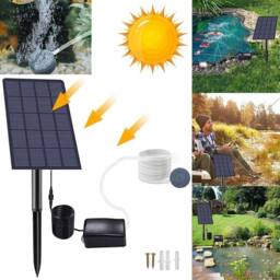 EONLION UK Solar Power Oxygenator Pond Water Oxygen Pump 1 Air Pump in Black - thumbnail 3