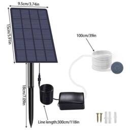 EONLION UK Solar Power Oxygenator Pond Water Oxygen Pump 1 Air Pump in Black - thumbnail 2
