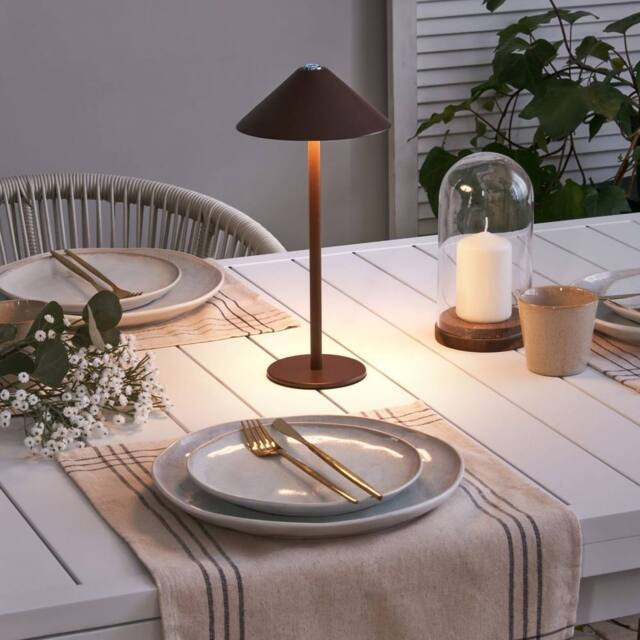 Wyld and Coco Aluminium Table Lamp Brown - Modern Touch USB Indoor/Outdoor - image 1