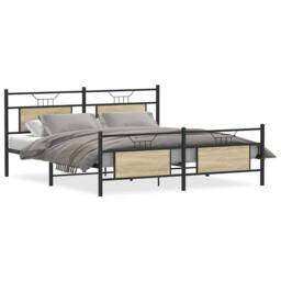 Berkfield Home Metal Bed Frame without Mattress Sonoma Oak 160x200 cm in Brown - thumbnail 2