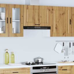 Berkfield Home Kitchen Wall Cabinet Porto Artisan Oak Engineered Wood in Brown - thumbnail 4