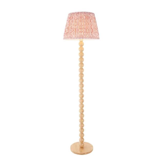 Netlighting Cane Bamboo Floor Lamp Pink Fabric Ripple Shade 40cm E27 in Brown - image 1