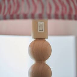 Netlighting Cane Bamboo Floor Lamp Pink Fabric Ripple Shade 40cm E27 in Brown - thumbnail 3