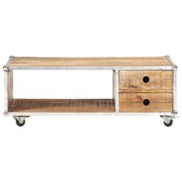 Berkfield Home Coffee Table 89x59x33 cm Solid Rough Mango Wood in Brown - Size: 89 x 59 x 33 cm - thumbnail 3