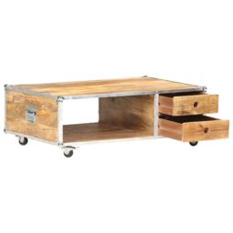 Berkfield Home Coffee Table 89x59x33 cm Solid Rough Mango Wood in Brown - Size: 89 x 59 x 33 cm - thumbnail 2