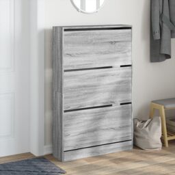 Berkfield Home Shoe Cabinet Grey Sonoma 80x21x125.5 cm Engineered Wood - thumbnail 3