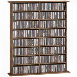 HOMCOM CD Storage Unit DVD Tower Blu-ray Storage Shelf for Office, Brown - thumbnail 2