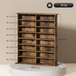 HOMCOM CD Storage Unit DVD Tower Blu-ray Storage Shelf for Office, Brown - thumbnail 3